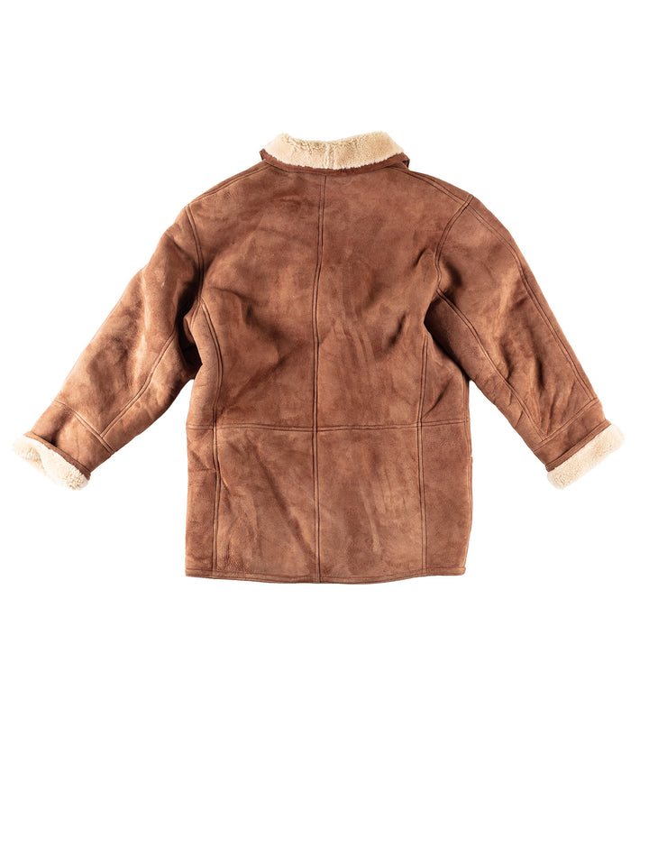 Vintage 80's Men Sheepskin Coat in BrownVN326