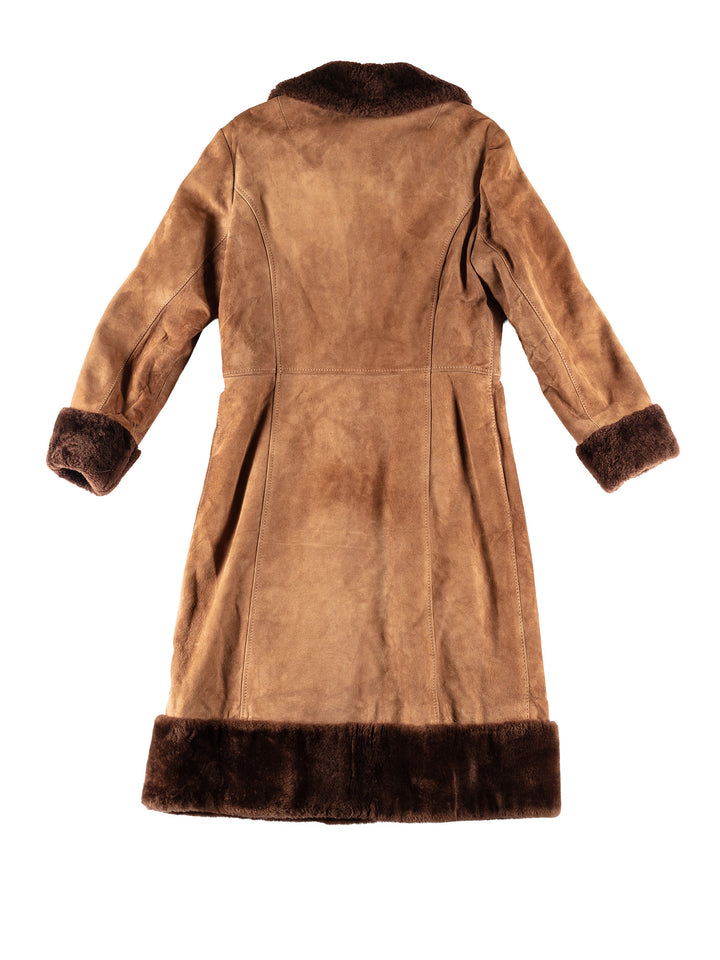 Vintage 70's Women Faux Sheepskin Coat in BrownMN335