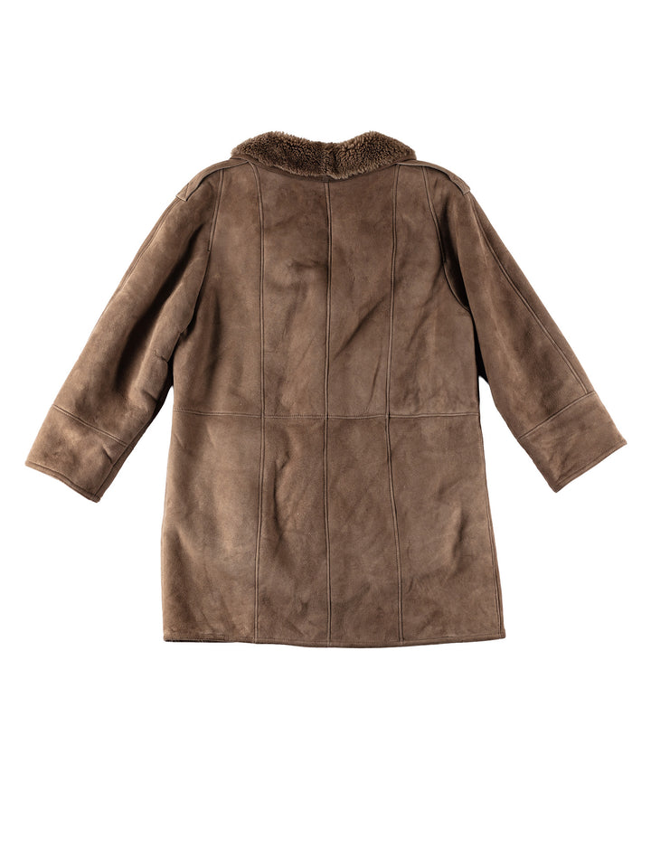 Vintage 80's Men Sheepskin Coat in BrownVN415