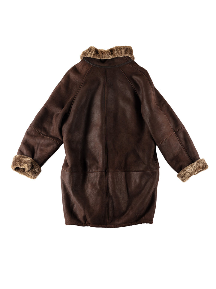 Vintage 80's Women Sheepskin Coat in BrownMN535