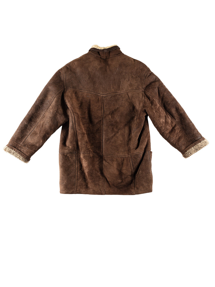 Vintage 80's Men Sheepskin Coat in BrownVN760