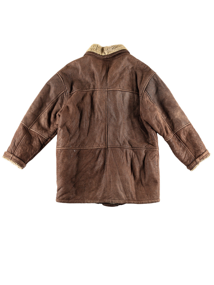 Vintage 80's Men Sheepskin Coat in BrownVN471