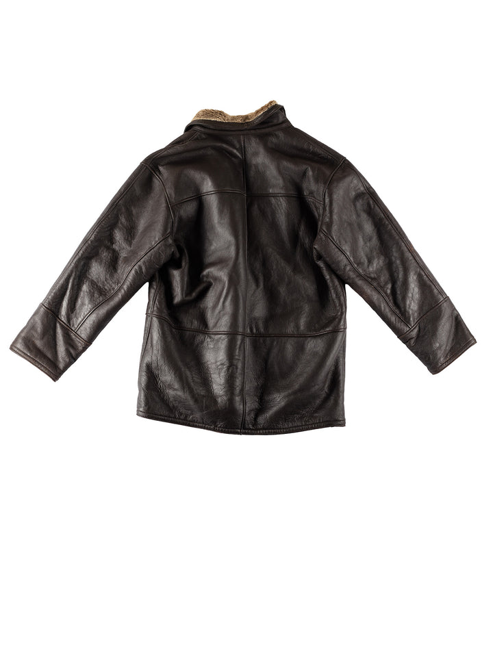 Vintage 80's Men Sheepskin Coat in BrownVN422