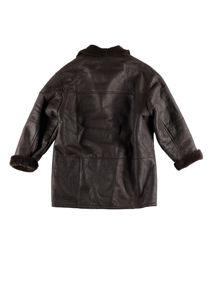 Vintage 80's Men Sheepskin Coat in BrownVN448