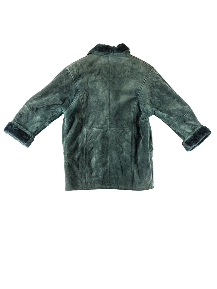 Vintage 80's Women Sheepskin Coat in GreenMN317