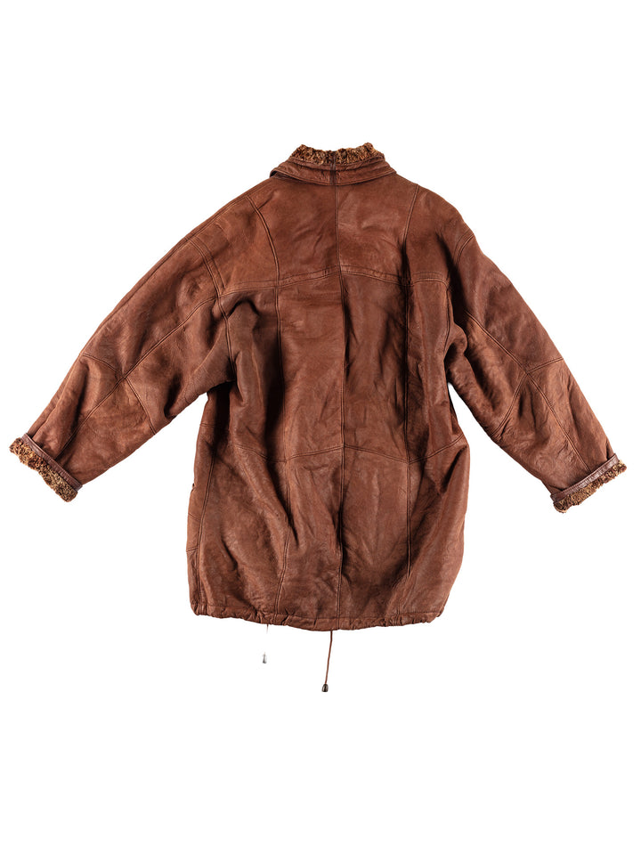 Vintage 80's Men Sheepskin Coat in BrownVN466