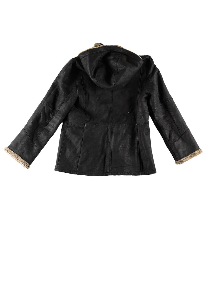 Vintage 80's Women Sheepskin Jacket in BlackMN800