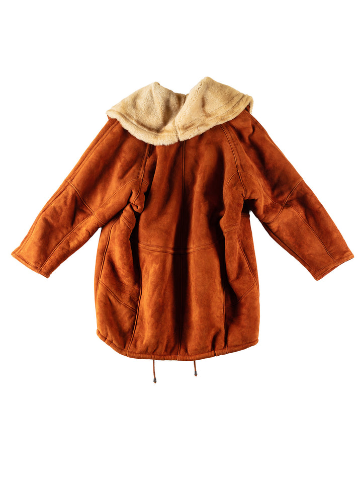 Vintage 80's Men Sheepskin Coat in OrangeVN427