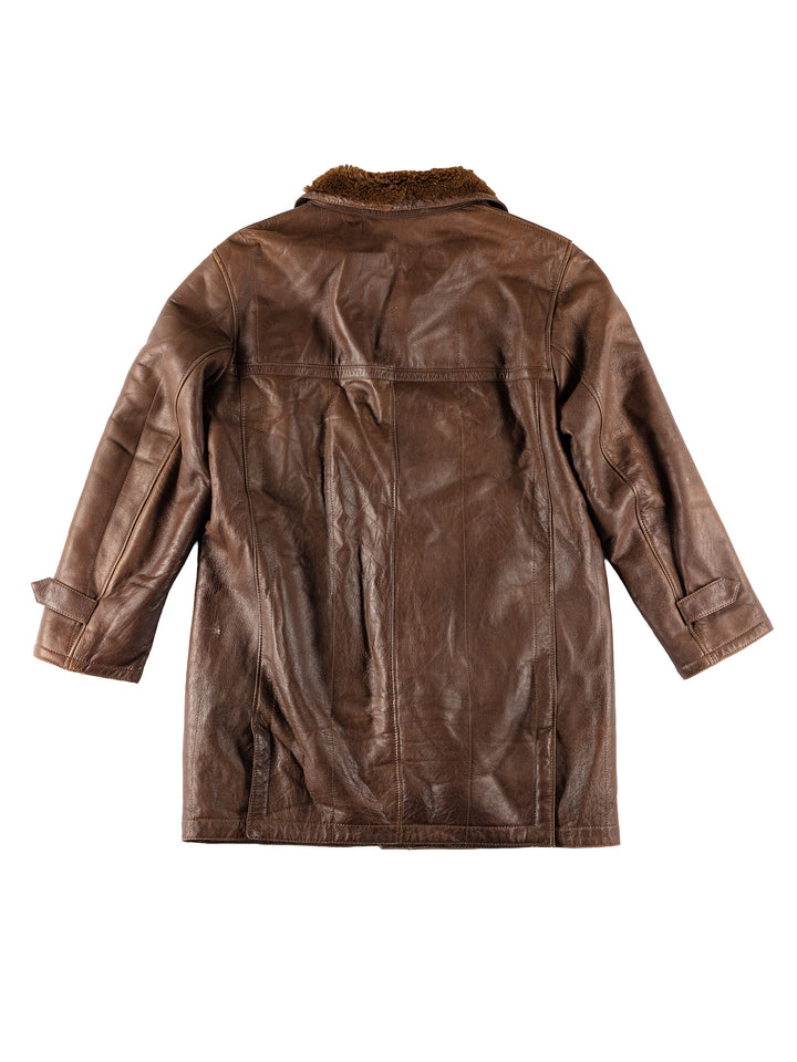 Vintage 80's Men Sheepskin Coat in BrownVN573