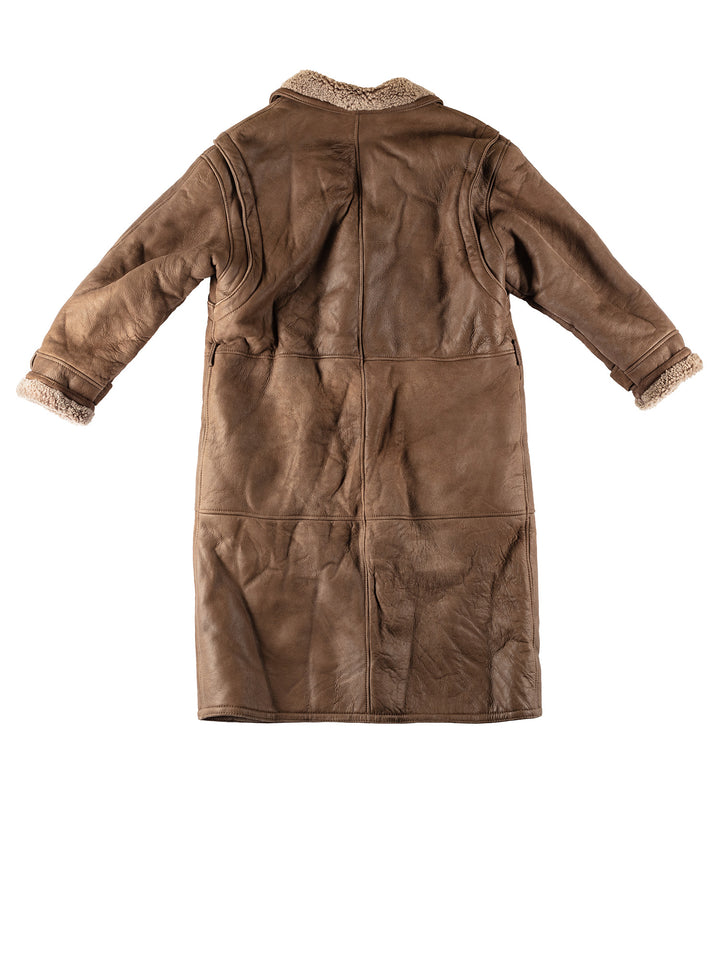 Vintage 80's Men Sheepskin Coat in BrownVN432