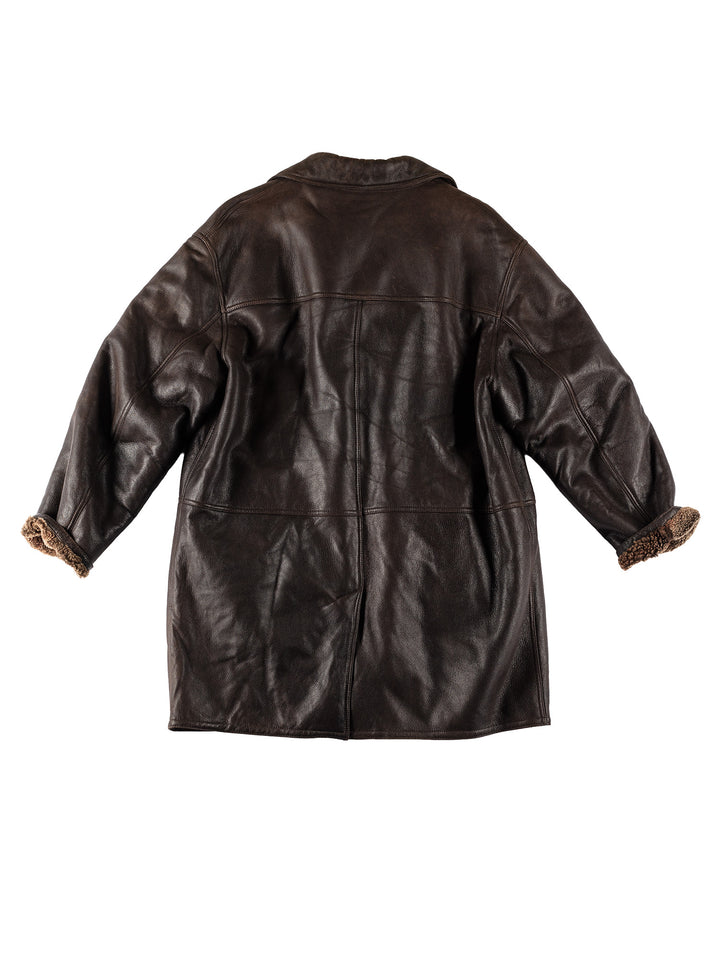 Vintage 80's Men Sheepskin Coat in BrownVN557