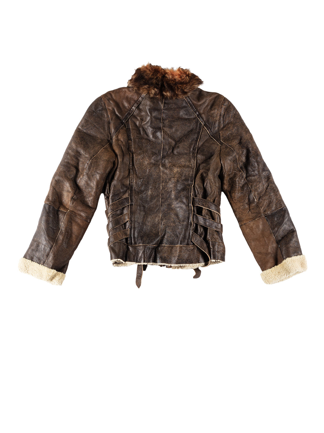Vintage 80's Women Sheepskin Jacket in BrownMN573