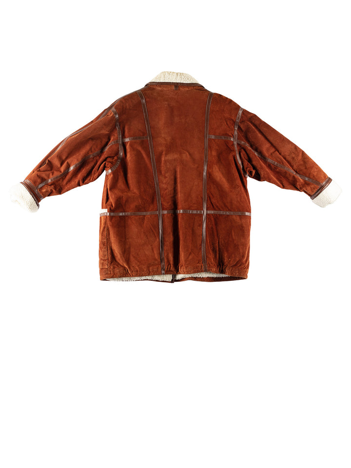 Vintage 80's Women Faux Sheepskin Coat in BrownMN783