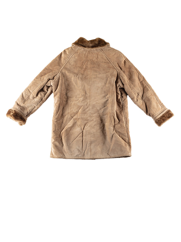 Vintage 70's Women Faux Sheepskin Coat in BeigeMN802
