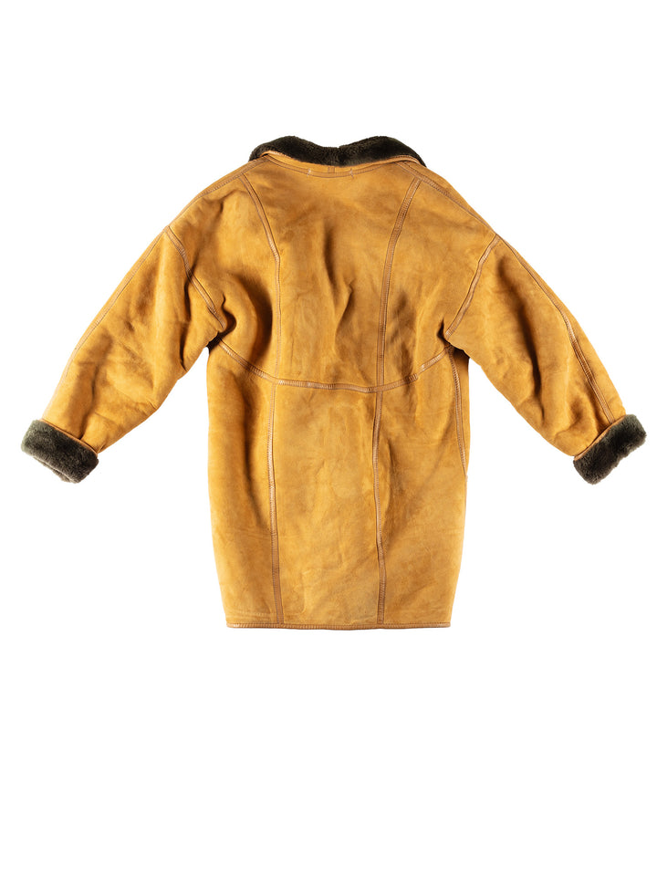 Vintage 70's Women Sheepskin Coat in YellowMN705