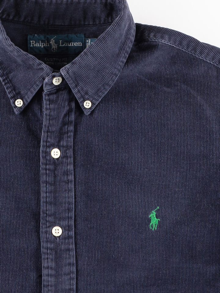 Vintage 00's Men Ralph Lauren Corduroy Shirt in Blue