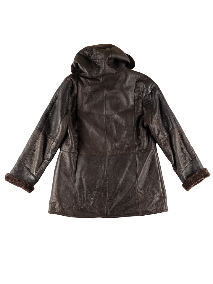 Vintage 80's Women Sheepskin Coat in BrownMN445