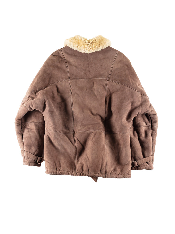 Vintage 80's Men Sheepskin Coat in BrownVN753