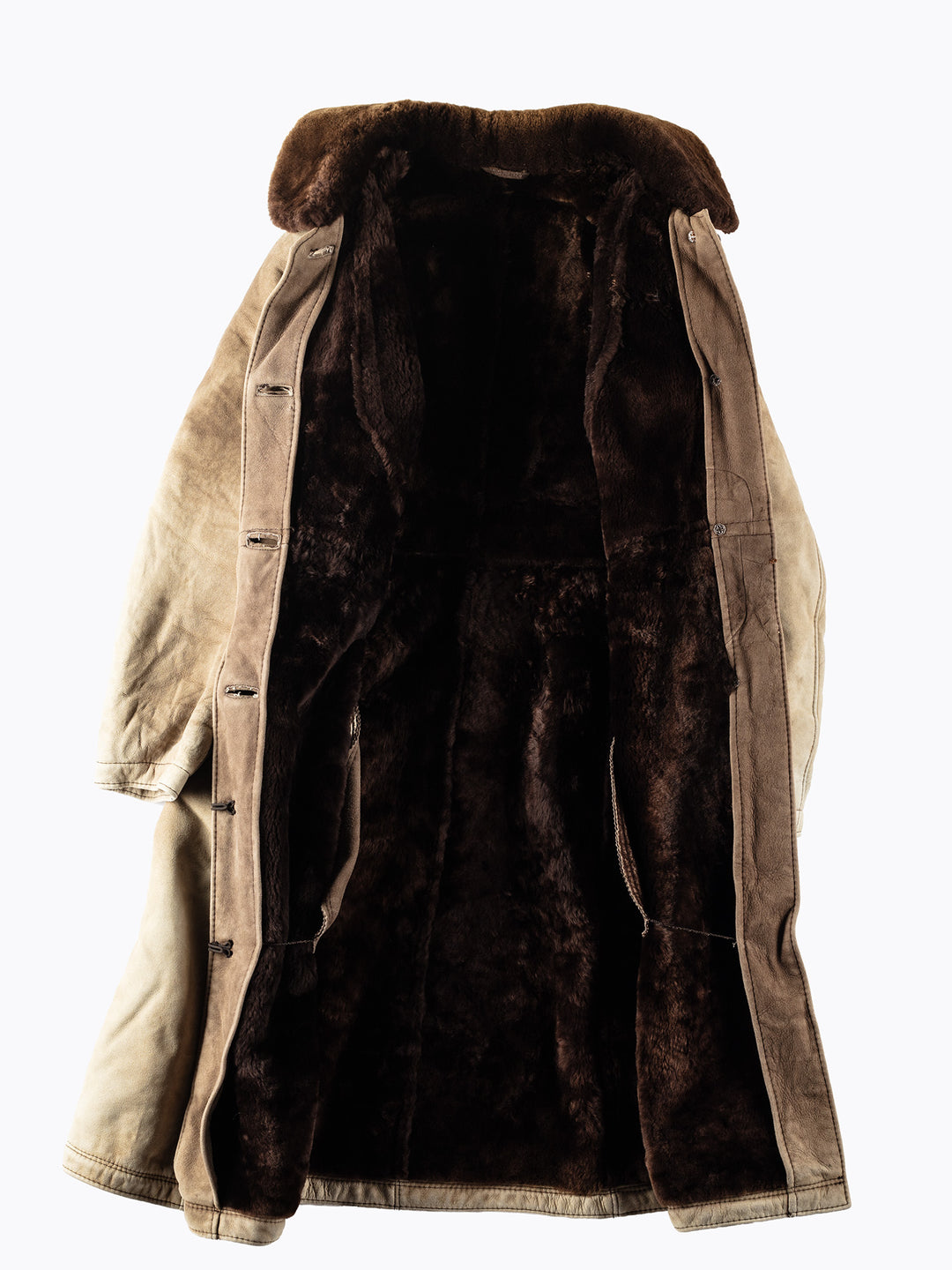 Vintage 70's Women Sheepskin Shearling Coat in Beige