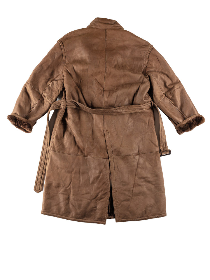 Vintage 80's Men Sheepskin Coat in BrownVN680