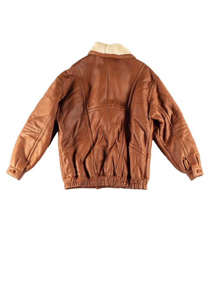Vintage 80's Men Sheepskin Jacket in BrownVN737