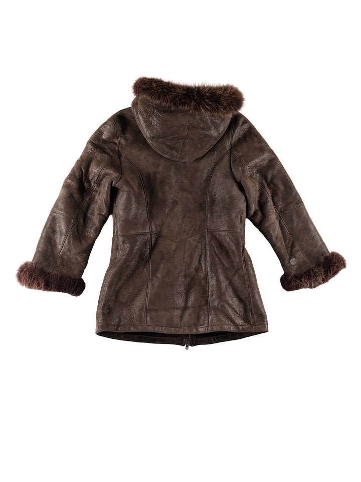 Vintage 70's Women Sheepskin Coat in BrownMN787