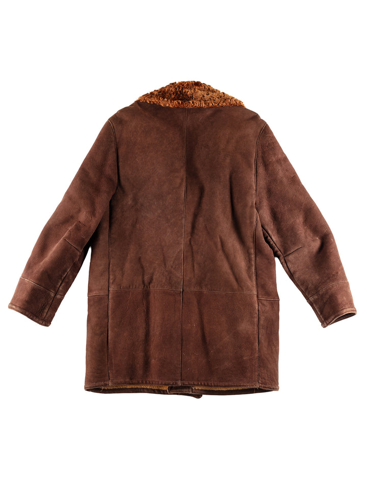 Vintage 80's Men Sheepskin Coat in BrownVN434