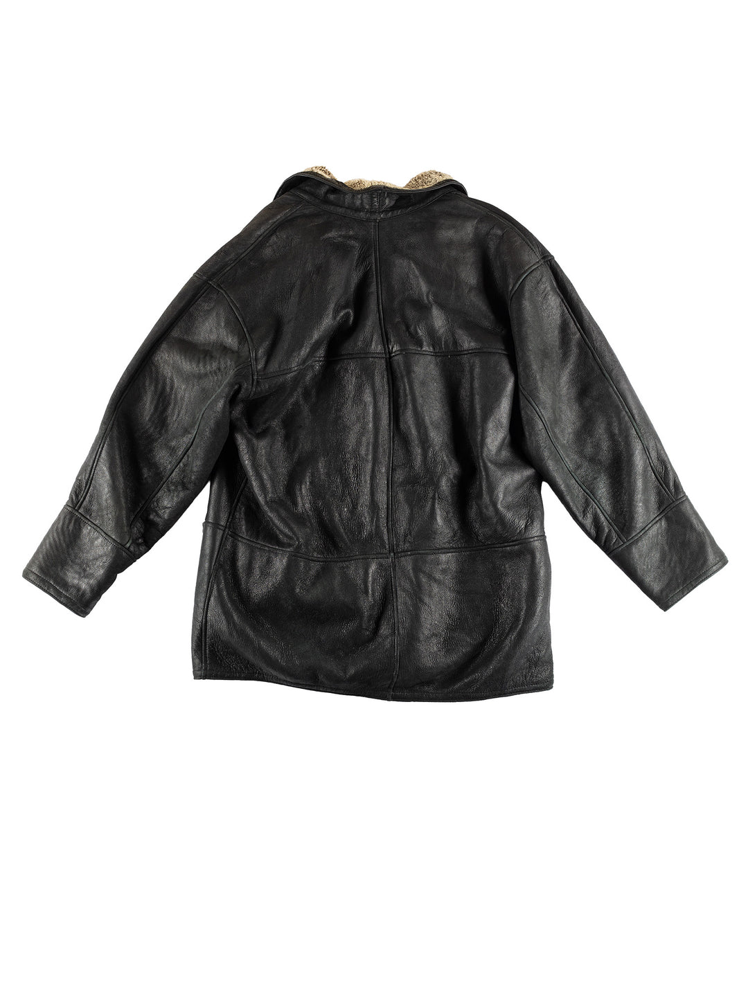 Vintage 80's Men Sheepskin Coat in BlackVN449