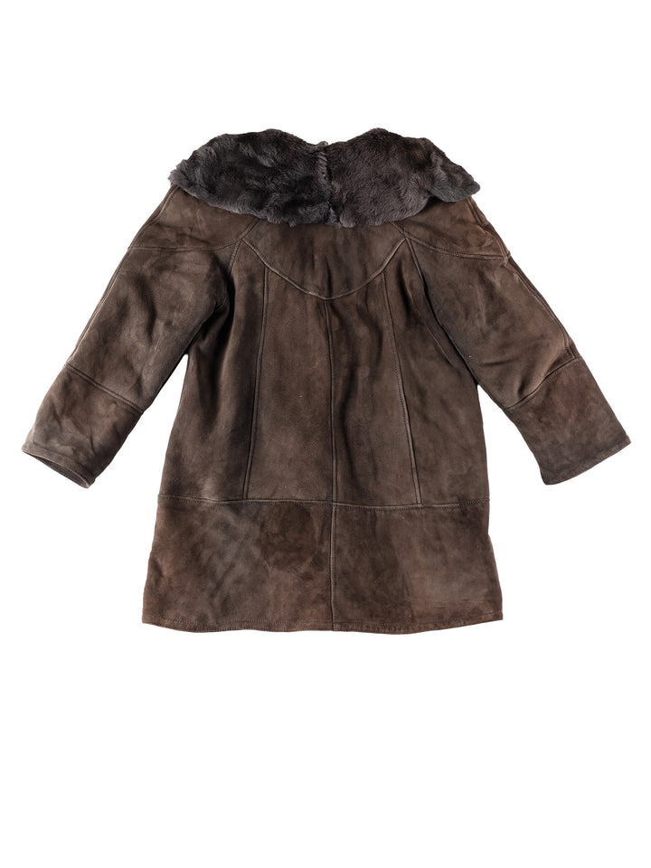 Vintage 80's Women Sheepskin Coat in BrownMN301