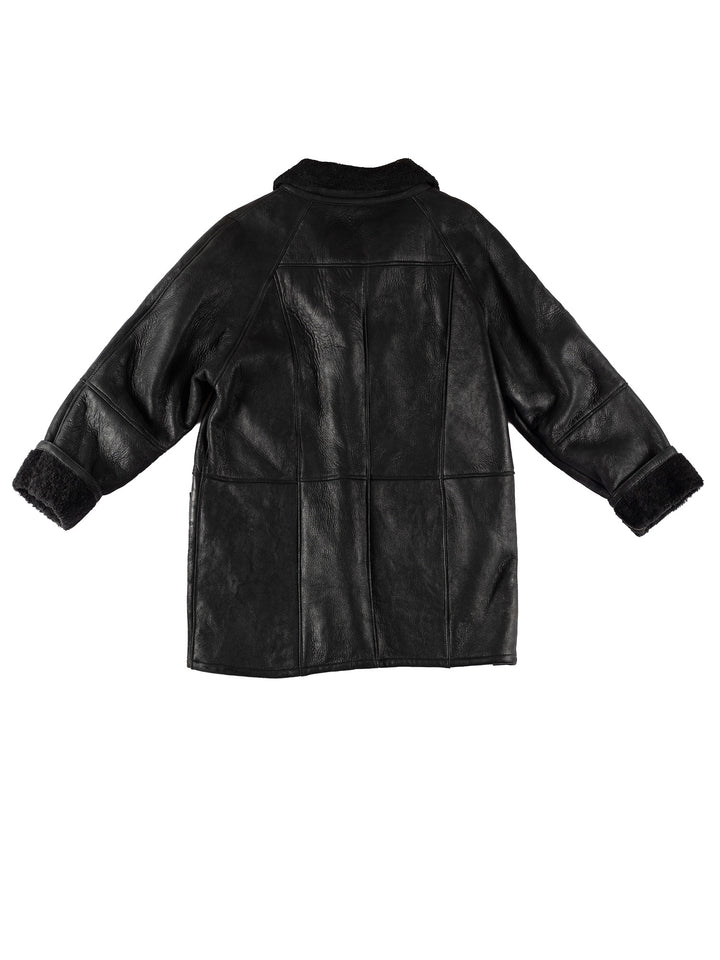 Vintage 80's Women Sheepskin Coat in BlackMN725