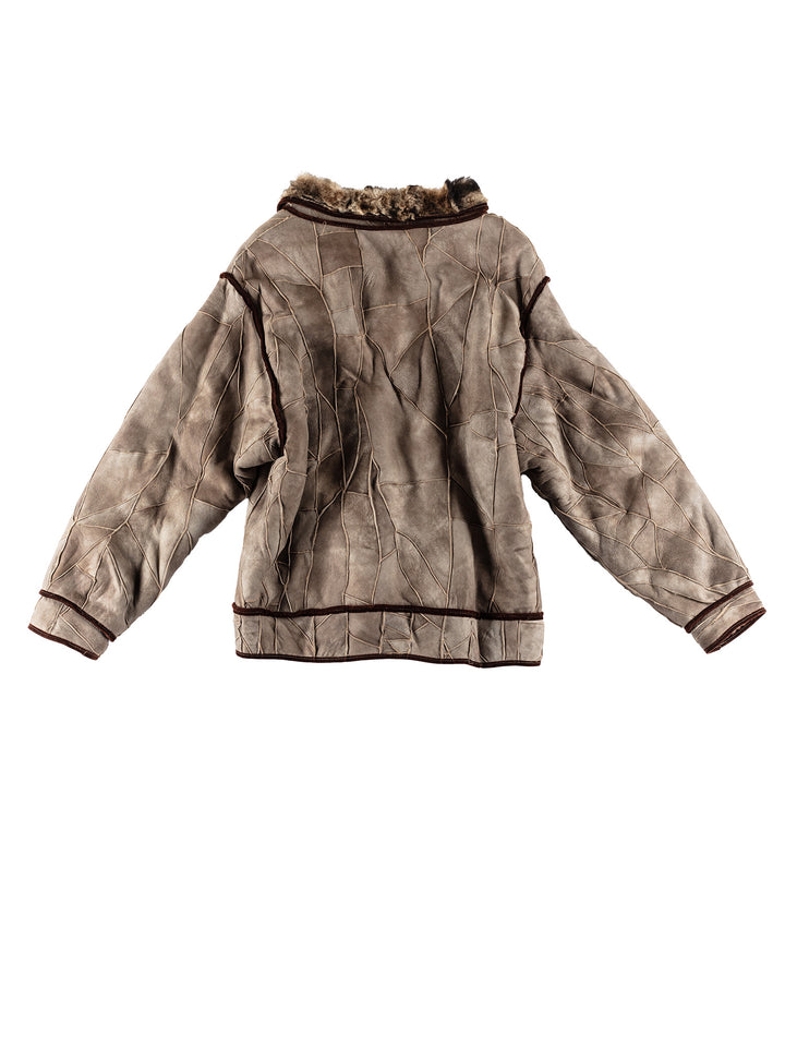 Vintage 80's Women Sheepskin Coat in GrayMN484