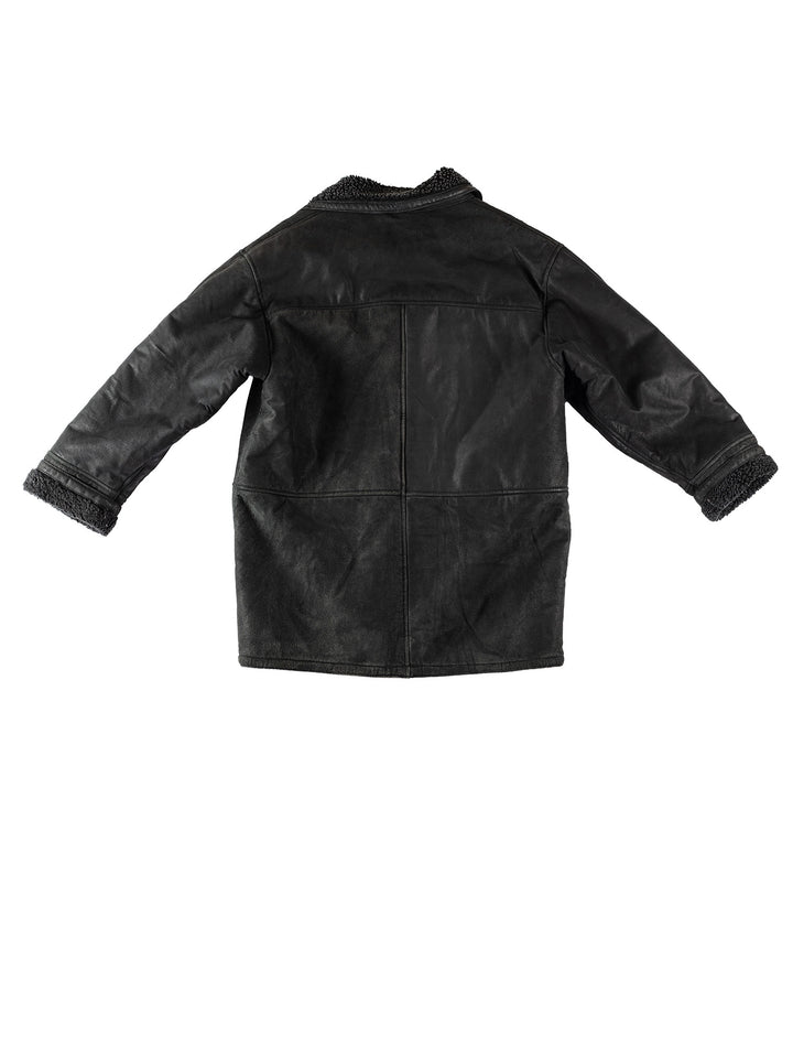 Vintage 80's Men Faux Sheepskin Coat in BlackVN370