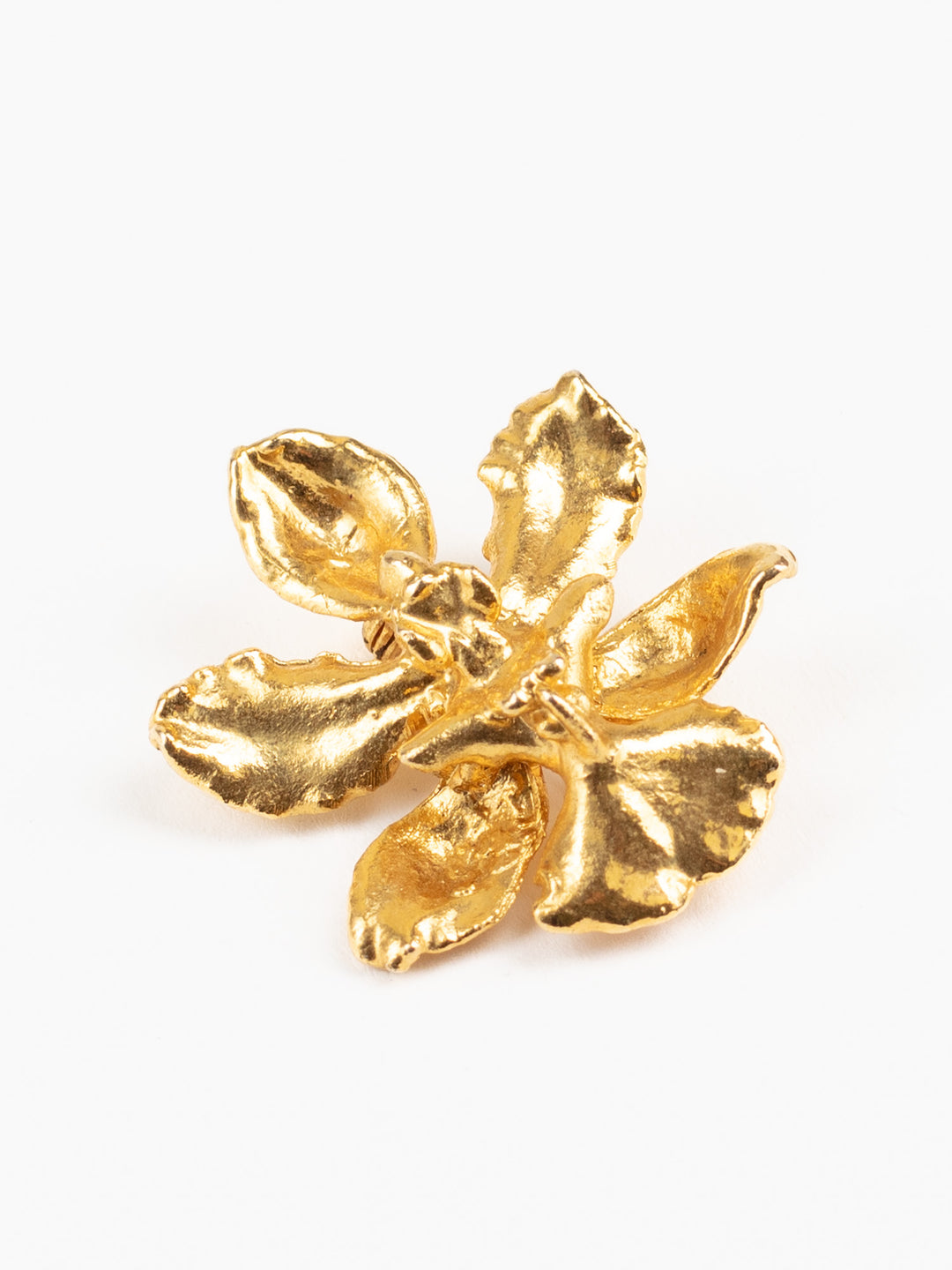 Vintage 80s Gold-Tone Textured Flower Brooch