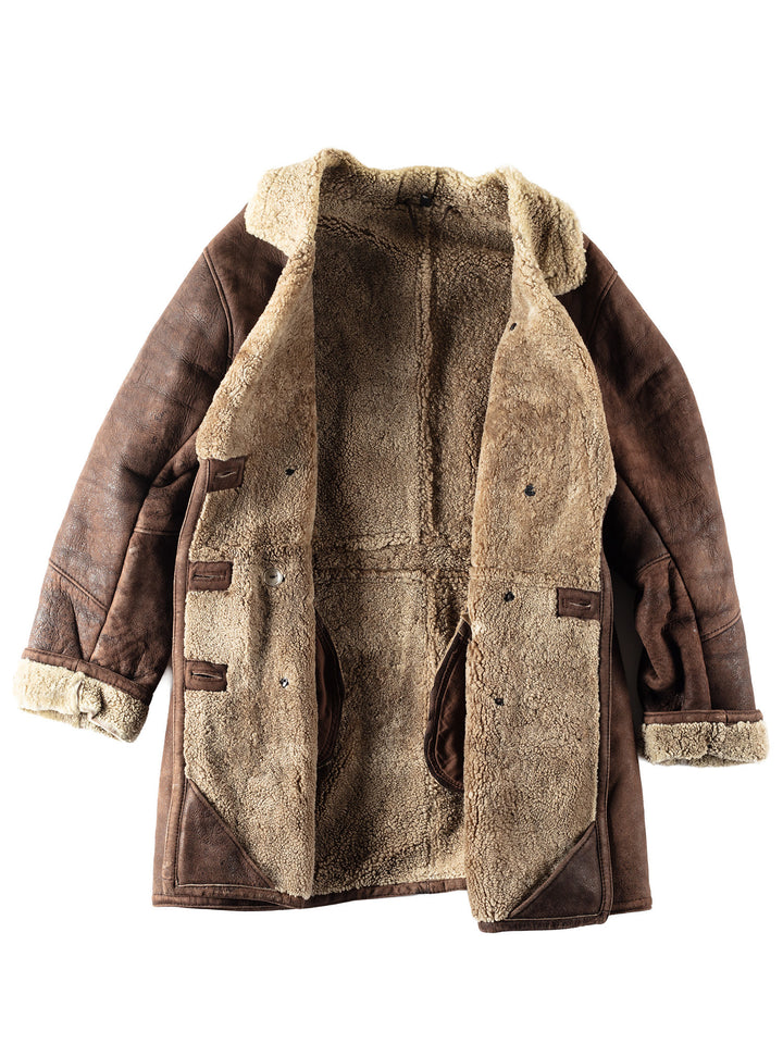 Vintage 80's Men Sheepskin Coat in Brown