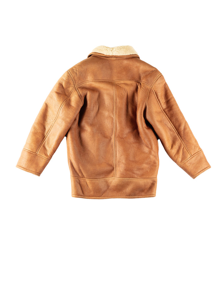 Vintage 80's Men Sheepskin Coat in BrownVN328