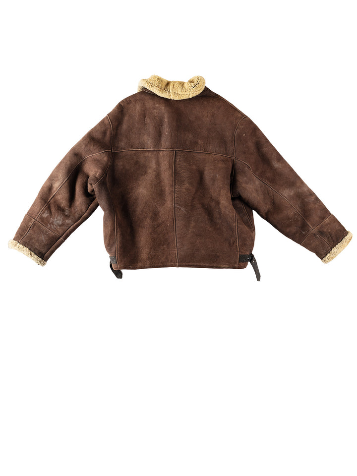 Vintage 80's Men Sheepskin Jacket in BrownVN338