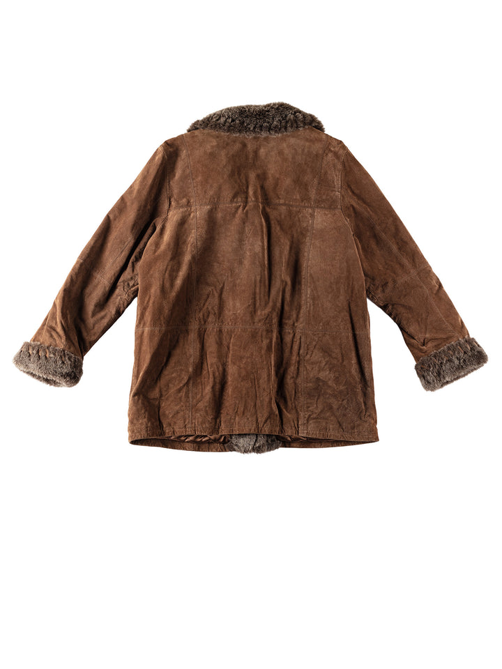 Vintage 70's Women Suede Coat in BrownMN346