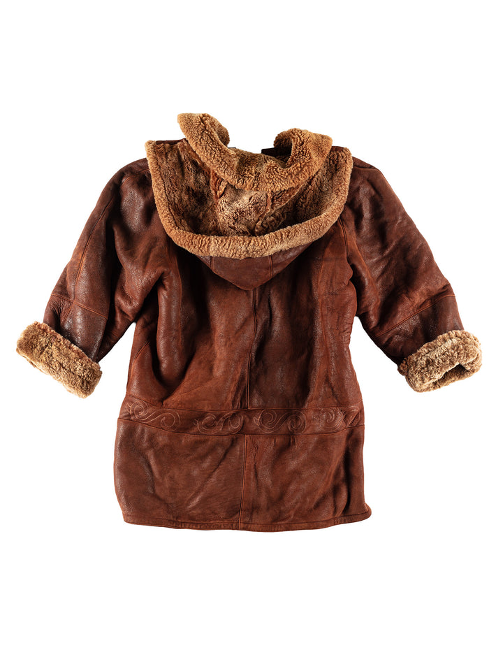 Vintage 80's Women Sheepskin Coat in BrownMN448