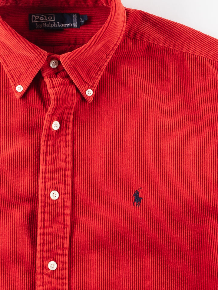Vintage 00's Men Ralph Lauren Corduroy Shirt in Red