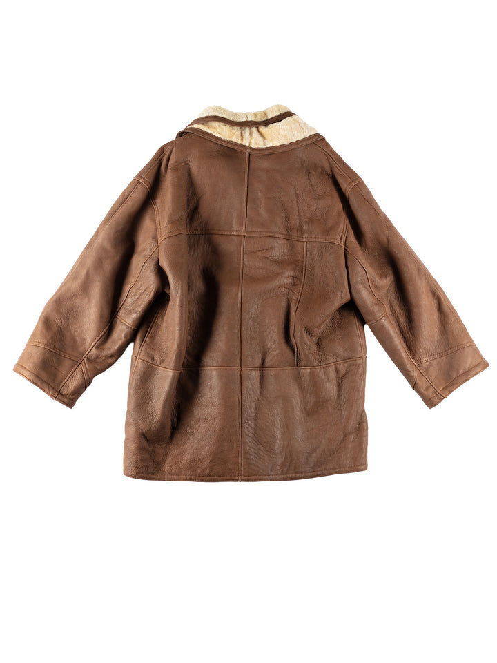 Vintage 80's Men Sheepskin Coat in BrownVN568