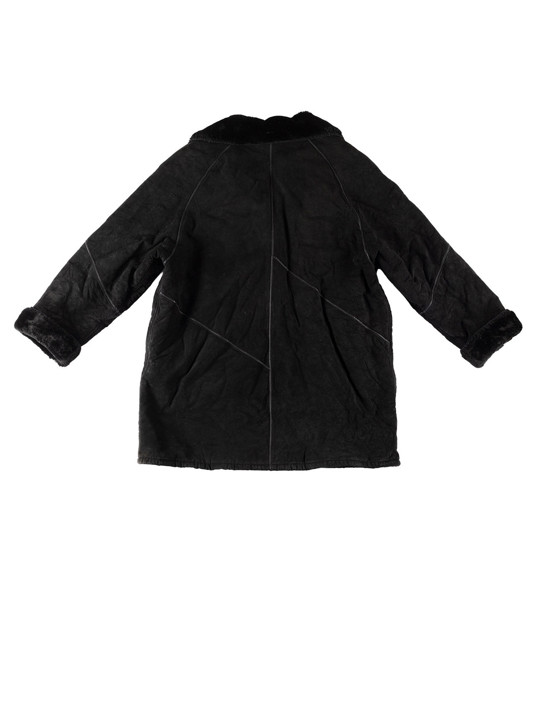 Vintage 80's Women Sheepskin Coat in BlackMN765