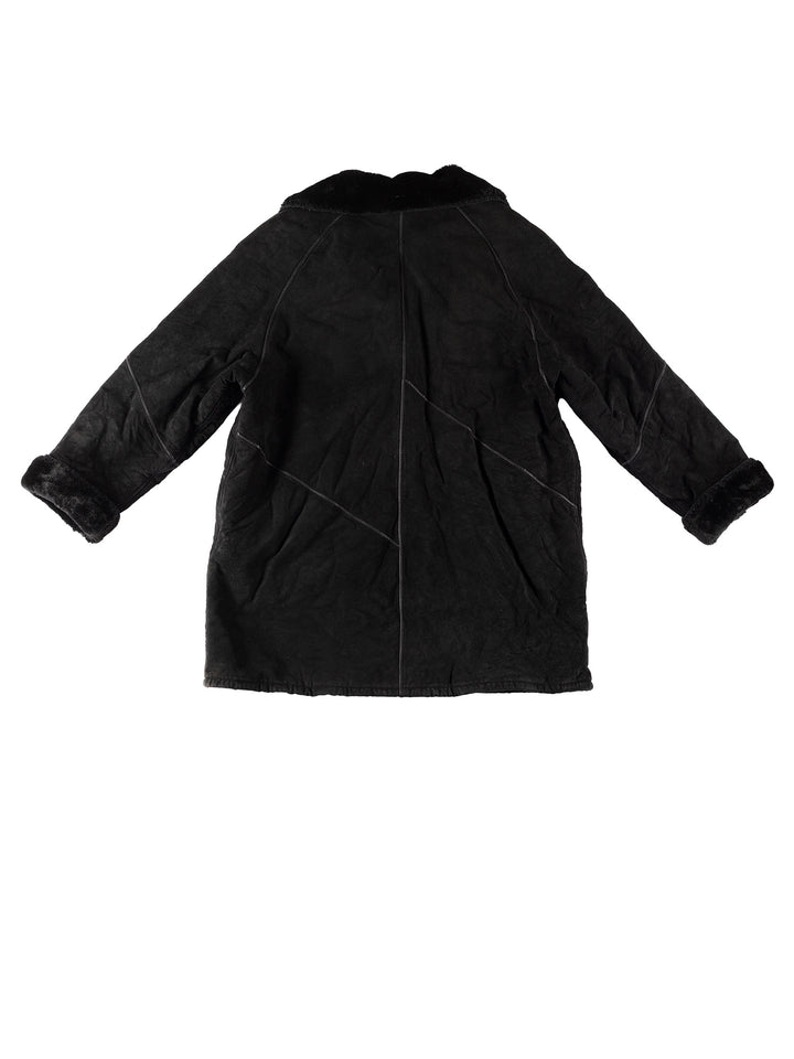 Vintage 80's Women Sheepskin Coat in BlackMN765