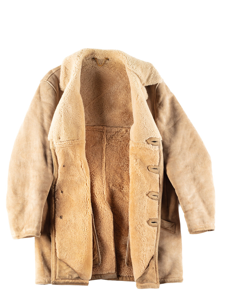 Vintage 70's Men Sheepskin Coat in Beige