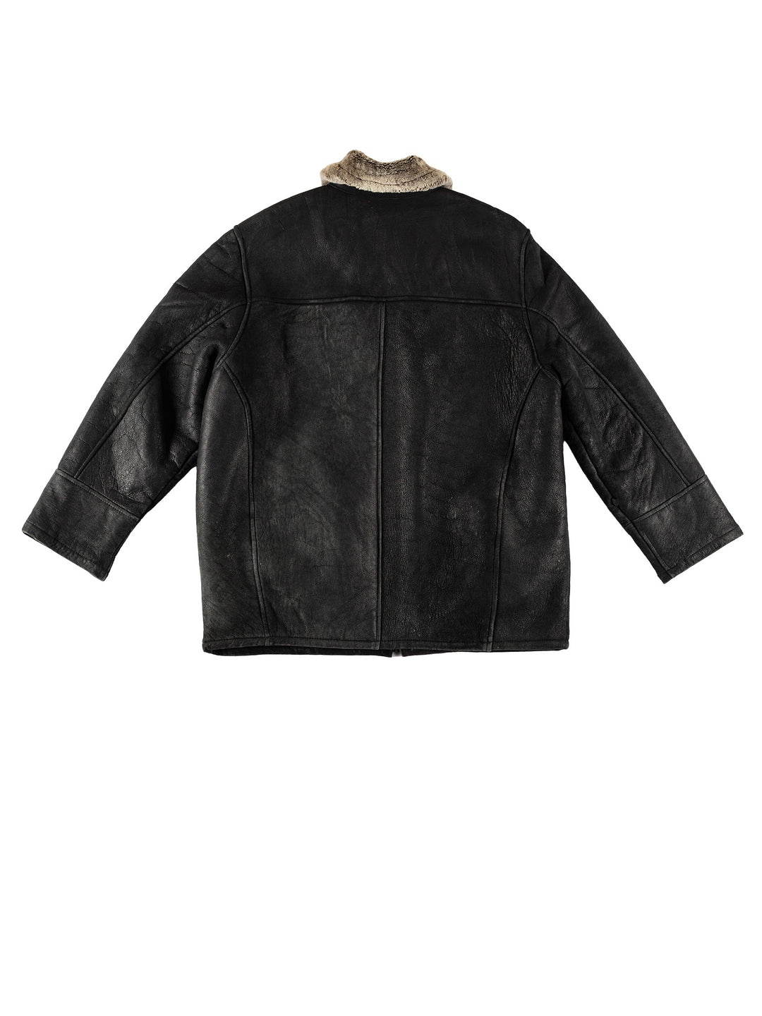 Vintage 80's Men Sheepskin Coat in BlackVN693