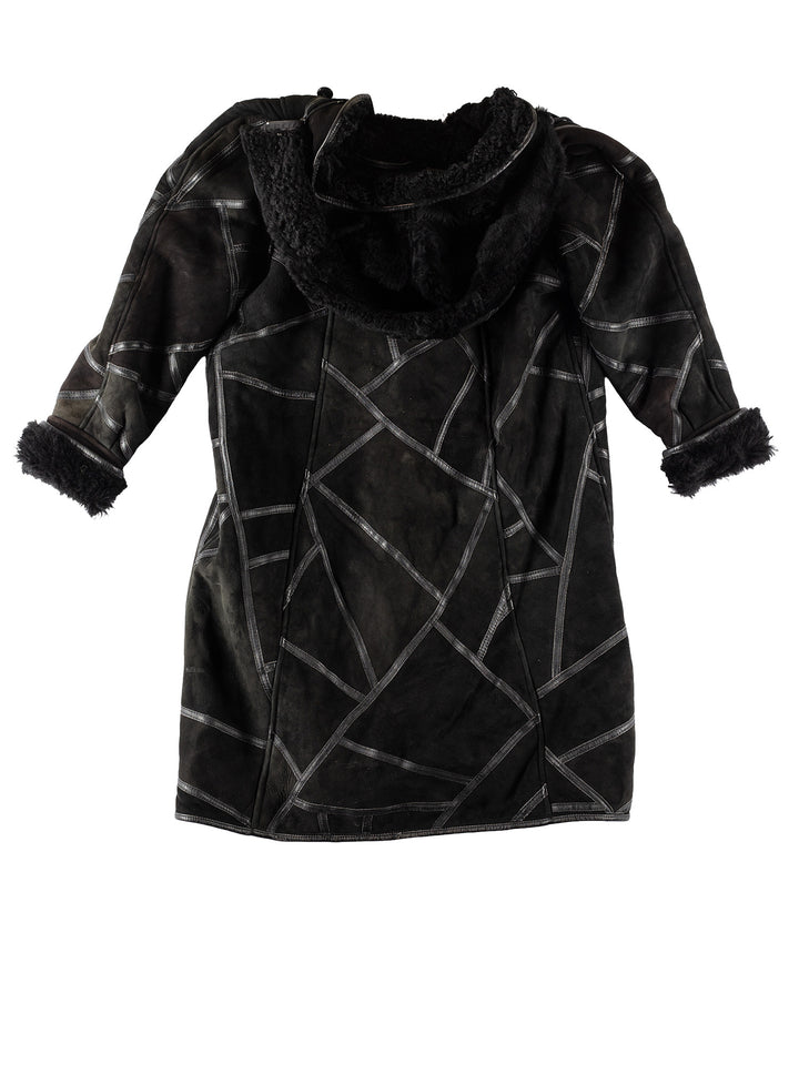 Vintage 80's Women Sheepskin Coat in BlackMN463