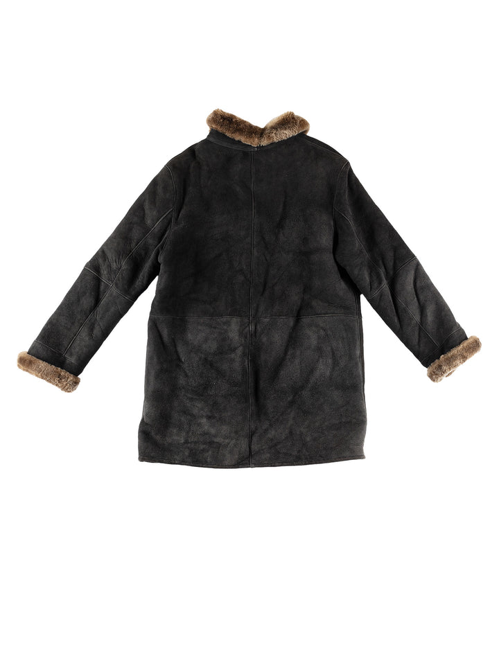 Vintage 80's Women Sheepskin Coat in BlackMN620