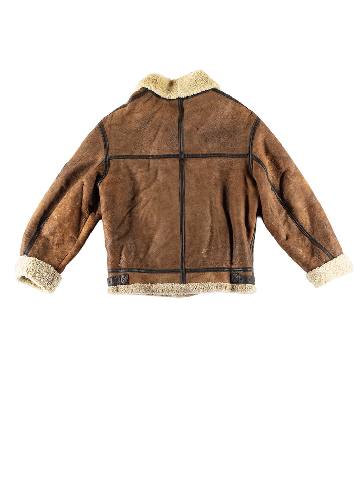 Vintage 80's Men Sheepskin Jacket in BrownVN782