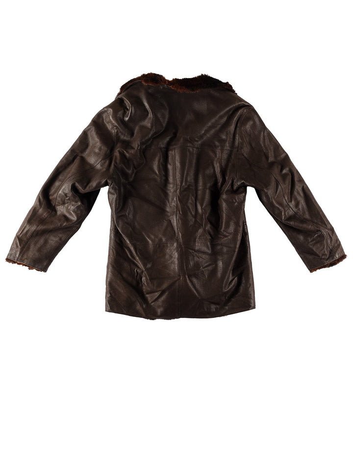 Vintage 80's Men Sheepskin Coat in BrownVN521
