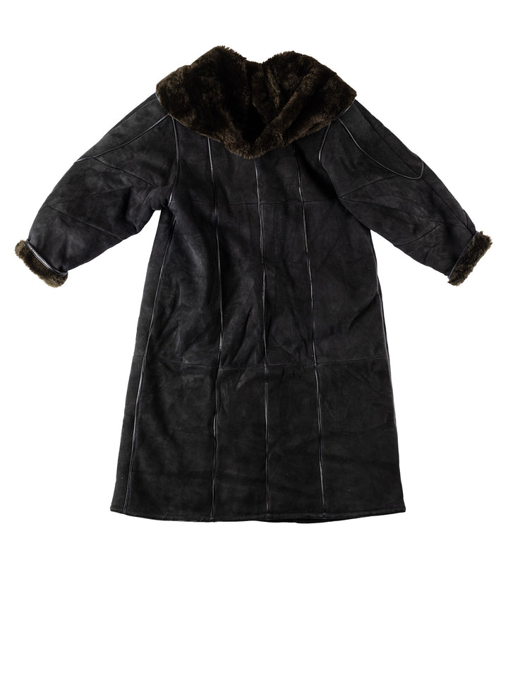 Vintage 80's Women Sheepskin Coat in BlackMN551