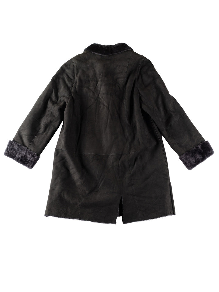 Vintage 80's Women Sheepskin Coat in GrayMN354